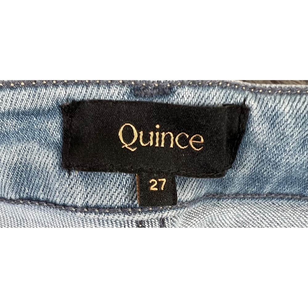 Quince Jeans Womens 27x31 Stretch High Rise Wide Leg Light Wash Distressed - Picture 12 of 16